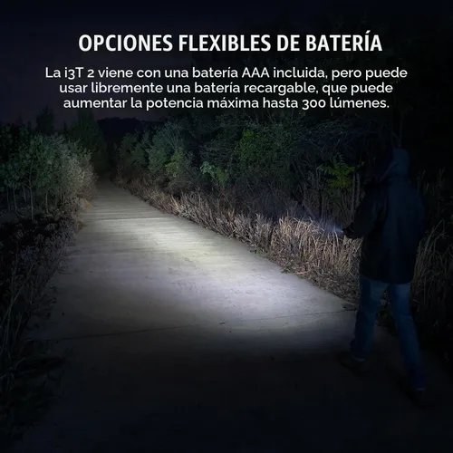 Vista 4 de OLIGHT I3T 2 EOS - Linterna de bolsillo EDC, 200 lúmenes, luz de mano compacta y brillante, doble salida, interruptor en la cola con batería AAA