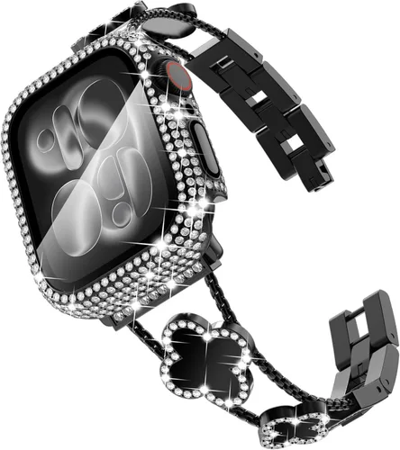 Vista 14 de Surace - Correa compatible con Apple Watch de 1.50 pulgadas para mujer, correa de metal con diamantes de imitación y circón en acero inoxidable