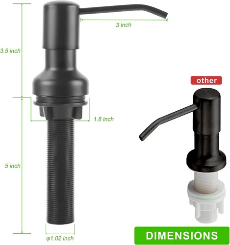 Vista 5 de Dispensador de jabón para fregadero de cocina, dispensador de jabón para fregadero con vástago roscado más largo, tubo de extensión de 47 pulgadas