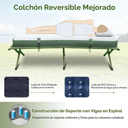 Vista 4 de GYMAX Tienda de campaña con cuna, plegable de 5 en 1 con colchón y almohadas, sacos de dormir, parasol, tienda de campaña elevada para camping
