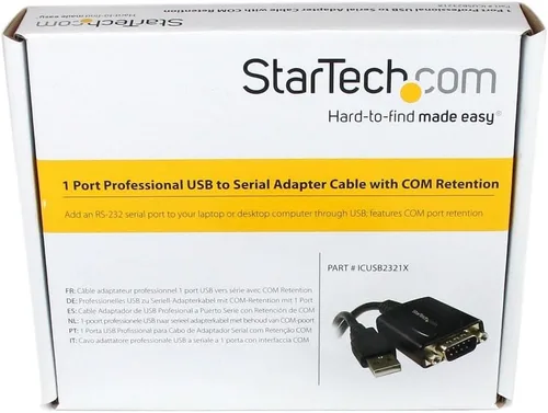 Vista 3 de StarTech.com Cable adaptador USB a serie profesional de 1 pie (11.8 in) con retención COM, adaptador USB a RS232 - TAA