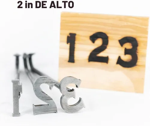Vista 2 de Hierro de marca de madera para manualidades personalizadas, carpintería personalizada y parrilla, número 0-10, 10 números
