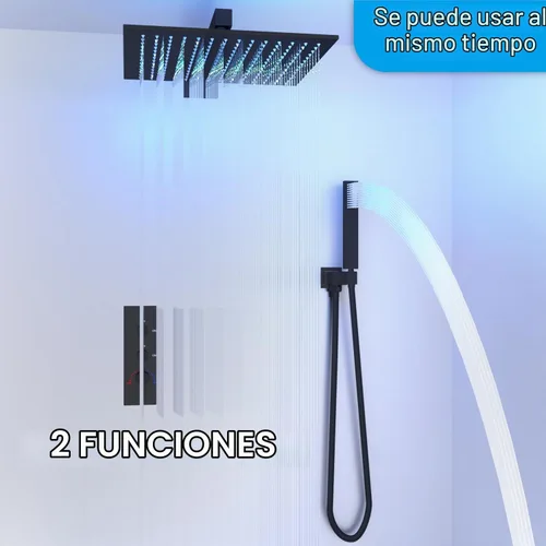 Vista 2 de HOMEDEC Válvula desviadora de ducha de 2 vías de latón de doble función, kit de válvula de mezcla de ducha termostática de 3 manijas, entrada de 3/4