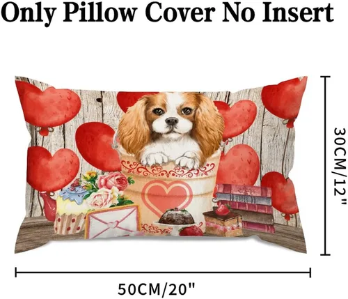 Vista 63 de Fundas de almohada lumbar con textura de madera rústica para perro en cubo, diseño de corazón rojo para el día de San Valentín, fundas de almohada