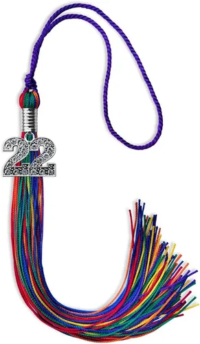 Vista 63 de Endea Graduation Borla de un solo color con dije de plata brillante (oro antiguo, 2022)