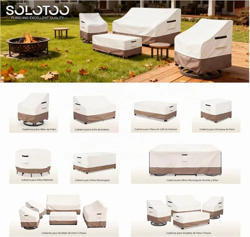 Vista 2 de Fundas impermeables para sillas de patio, paquete de 2, 27.5 Beige