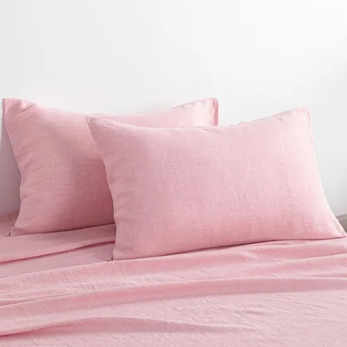 Vista 9 de NTBAY Fundas de almohada de lino francés – Teñidas con hilo, paquete de 2, fundas de almohada estándar de 100% lino, fundas de almohada lavadas
