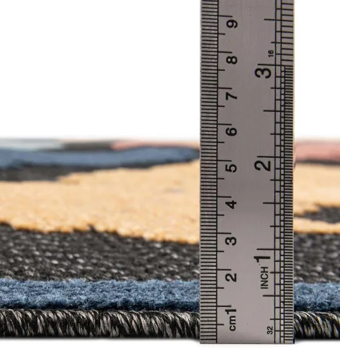 Vista 4 de Unique Loom Belize Outdoor Collection - Alfombra rectangular de 2 x 3 pies 1 pulgada, color negro y rojo óxido