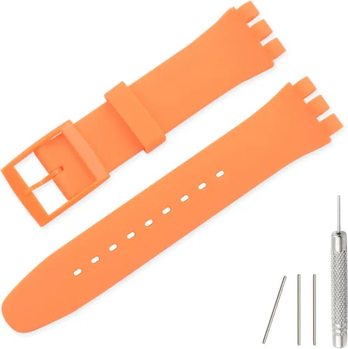 Vista 14 de Lijinlan Correa de silicona de repuesto para Swatch de 0.669 in, 0.748 in, 0.787 in, correa de reloj impermeable para Swatch Negro