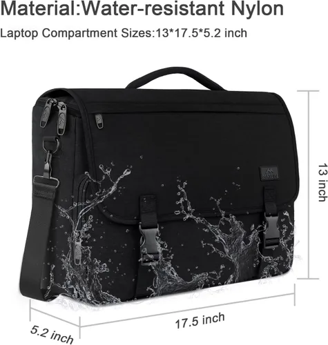 Vista 3 de MATEIN Bolsa tipo mensajero para hombres, mochila escolar para adolescentes, ligera de 17.3 pulgadas, maletín para laptop grande, bolsa cruzada