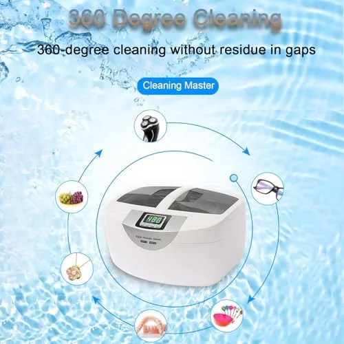 Vista 5 de Ultra Cleaner digital 2.5L - Temporizador de 5 niveles, calefacción a 149.0 °F, fácil de limpiar para joyas, relojes, gafas, frutas y más, potente