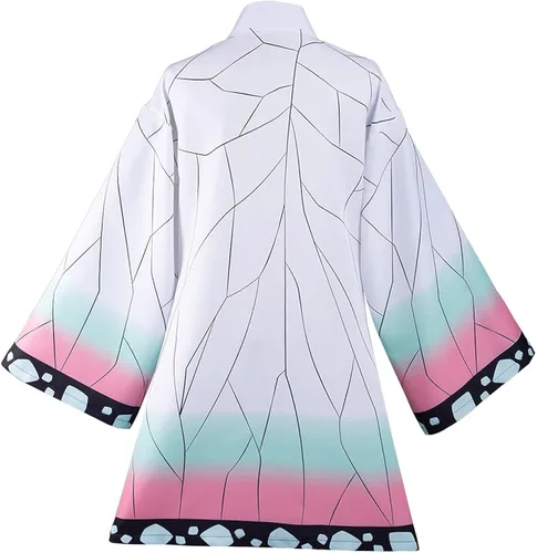 Vista 3 de Duwseal Kochou Shinobu - Conjunto de bata para cosplay, kimono, chaqueta y aretes