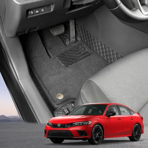Vista 7 de EKR Alfombrillas personalizadas para Honda Civic Sedan 2016-2021, alfombrilla delantera y de segunda fila para automóvil Civic 2016 2017 2018 2019