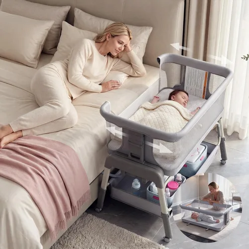Vista 10 de Cuna de moisés para bebé, 4 en 1, portátil, para bebé, color caqui