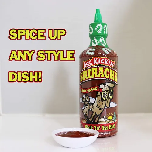 Vista 5 de Ass Kickin Sriracha salsa picante, botella de 18 onzas