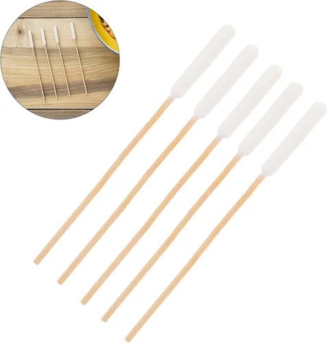 Vista 9 de TOYANDONA 500pcs PET Ear Cleaning Swabs, Single Head Cotton Tips 12cm Wooden Handles, Large Absorbent Tips, Dual Ear and Eye Care, Routine Grooming