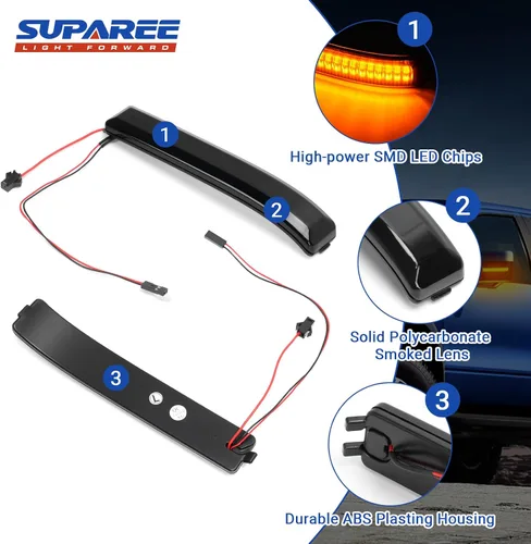 Vista 8 de SUPAREE Luces LED Switchback de Señal de Giro para Espejo Lateral Compatibles con Ford F150 2009-2014 2010-2014 Raptor, Lente Ahumado Ámbar