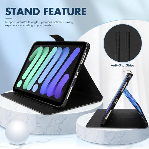 Vista 5 de Dteck Funda delgada para Apple iPad mini de 8.3 pulgadas (A17 Pro), Mini (6ª generación) de 8.3 pulgadas con función de encendido automático
