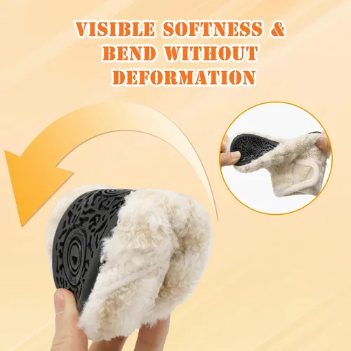 Vista 5 de BARERUN Pantuflas para niños y niñas, zapatos de casa para bebés, botines de invierno mullidos de felpa acogedora para niños, pantuflas cálidas