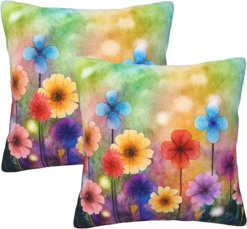 Vista 12 de Perinsto Juego de 2 fundas de almohada decorativas para sofá, cama, decoración del hogar, 16 x 16 pulgadas