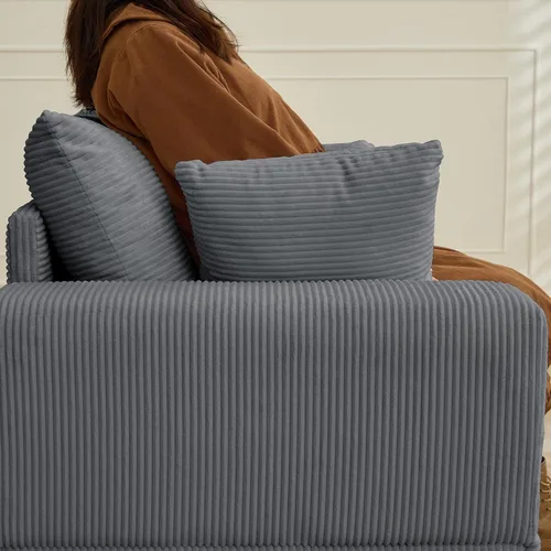Vista 9 de PUREMIND Tumbona de 43 pulgadas para interiores con otomana, tumbona de gran tamaño con almohadas, cómodas sillas de lectura para adultos, sofá cama