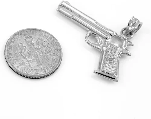 Vista 2 de Men's Fine Jewelry Collar con colgante de pistola de plata de ley 925 maciza