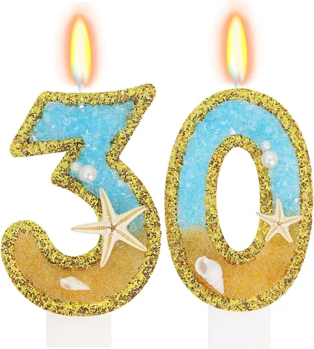 Vista 33 de Vela número 1 de estrella de mar de playa para decoración de pastel Plata