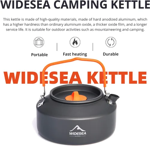 Vista 6 de widesea Tetera de aluminio ultraligera portátil de 1L para mochileros, senderismo, camping y picnic