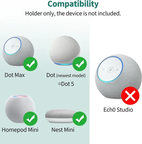 Vista 2 de PlusAcc Soporte de pared para Dot Max y Dot 5, estante transparente resistente para Homepod Mini, soporte de soporte de ahorro de espacio, gestión