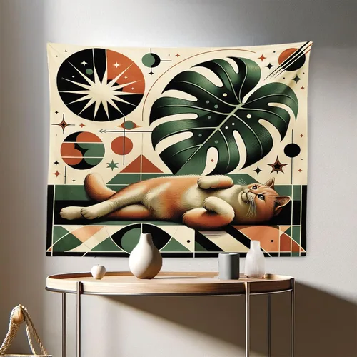 Vista 151 de Ambesonne Tapiz de hongos, atmósfera psicodélica, escena astral estrellada con motivos orientales trippy, decoración de tela para colgar en la pared