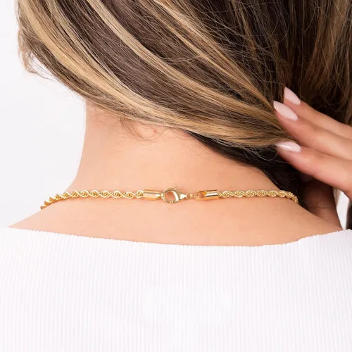 Vista 3 de Barzel Collar de cadena de cuerda chapada en oro de 18 quilates, fabricado en Brasil