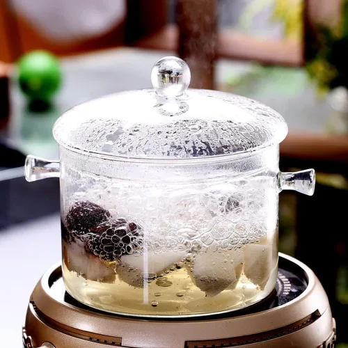 Vista 8 de Olla de cocina de vidrio de 1.4L/47oz, cacerola de vidrio con olla de doble mango