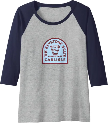 Vista 6 de Carlisle Pennsylvania Keystone State - Camiseta de béisbol raglán, Negro