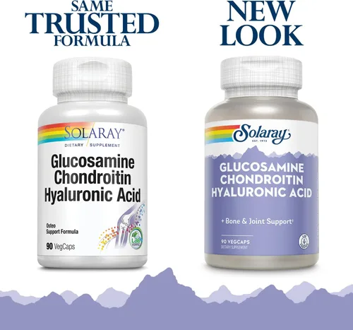 Vista 3 de SOLARAY Glucosamina Condroitina y Ácido Hialurónico, 1500mg/1000mg/20mg 90 Cápsulas