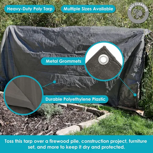 Vista 2 de Sunnydaze, lona de polipropileno resistente al agua, multiuso, opciones de color y tamaño disponibles