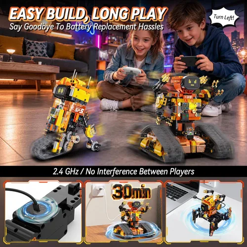 Vista 5 de Gohero Kit de construcción de robot, juguetes STEM 5 en 1 para niños de 8 a 10 años con control remoto y aplicación