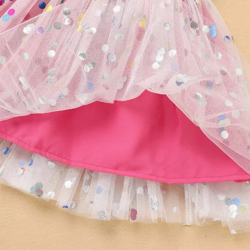 Vista 6 de Traje de niña de primer cumpleaños para niña, vestido de tutú rosa floral, vestido de tul con flor de rosa, vestido de verano para sesión de fotos
