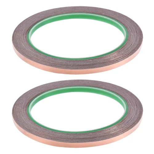 Vista 10 de Cinta adhesiva conductora de doble cara para blindaje EMI, vitrales, circuitos de papel, conexión a tierra, rollo de 1/4"/66 pies/2
