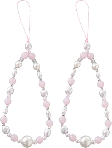 Vista 26 de Beaded Phone Charm Cute Fixed Beads Pearl Wristlet Chain Camera Wrist Strap CarKey Lanyard