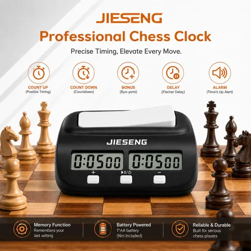 Vista 7 de Reloj de ajedrez digital temporizador profesional para ajedrez Negro