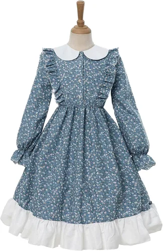 Vista 6 de Nuoqi Vestidos pioneros para niñas, disfraz colonial de Laura Ingalls Wilder