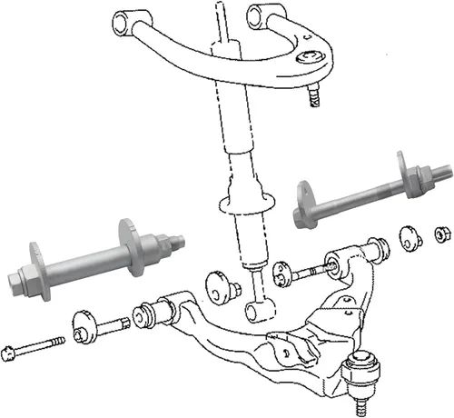 Vista 3 de Pernos de ajuste de punta inclinada de suspensión delantera, pernos de alineación de la placa de leva de control inferior para Toyota 03-09 4Runner