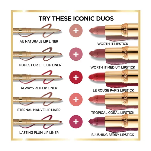 Vista 6 de L'Oréal Paris Colour Riche Original, Lápiz labial cremoso hidratante con acabado satinado con aceite de argán y vitamina E, tono rosado "Fresh as a