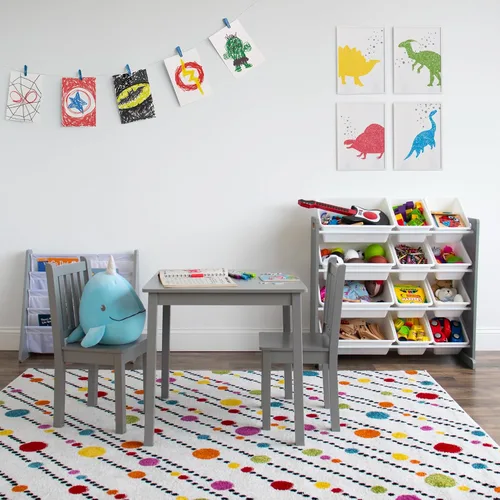 Vista 11 de Humble Crew Toddler Table and Chair Set for Kids, Wood Activity Furniture Gris