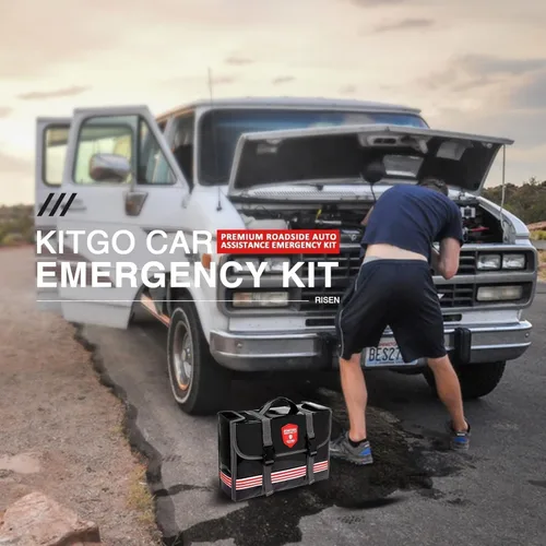 Vista 9 de Kit de emergencia para automóvil (126 piezas), regalo para padre, mujer, amigo, esencial de asistencia en carretera de primera calidad con cables