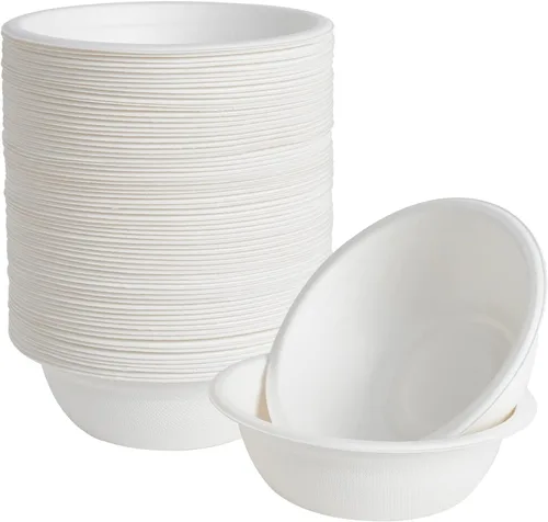 Vista 10 de ECOLipak Paquete de 150 cuencos de papel desechables de 12 onzas, cuencos biodegradables compostables de alta resistencia, hechos de bagazo natural