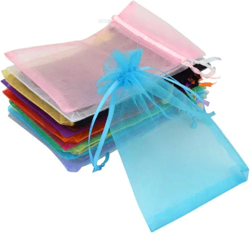 Vista 7 de Tojwi 50 bolsas de organza de 3.54 x 4.33 pulgadas (3.5 x 4.3 in) de satén con cordón de organza, bolsa de regalo para boda, fiesta, bolsa