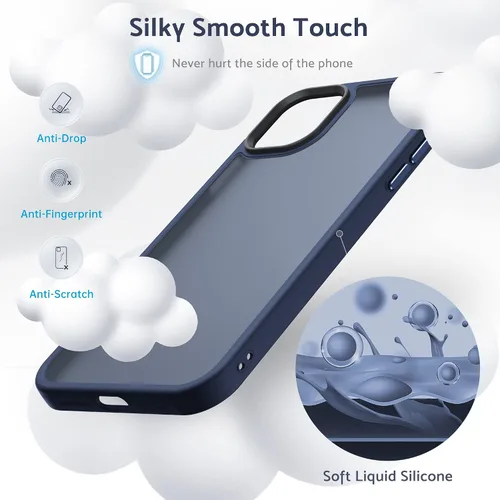 Vista 4 de Anqrp Funda diseñada para iPhone 11 azul [compatible con carga inalámbrica], [tacto sedoso] Funda delgada de silicona suave antiarañazos para iPhone