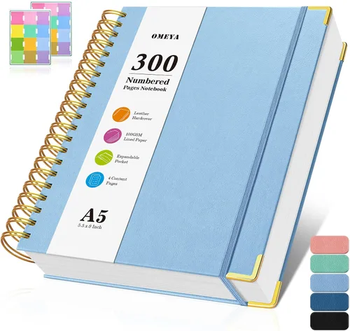 Vista 9 de Cuaderno espiral 8.5" x 11", 300 páginas numeradas cuadernos rayados de tamaño universitario con contenido, 100GSM cuaderno grueso para mujeres