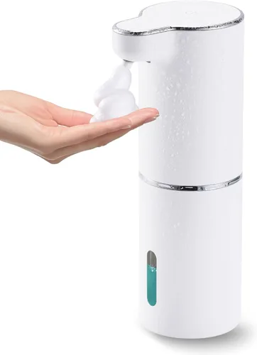 Vista 9 de LAOPAO Dispensador automático de jabón de manos espumoso, dispensador de jabón de espuma sin contacto, dispensador de jabón recargable para encimera